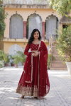 KA 1144 Faux Blooming With Embroidery Zari Sequins Work Gown With Dupatta Suppliers In India
